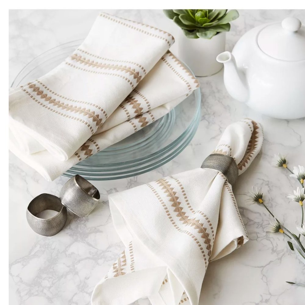 New zig dobby striped cotton napkins set of 6